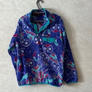 Patagonia Blue Patterned Fleece Pullover